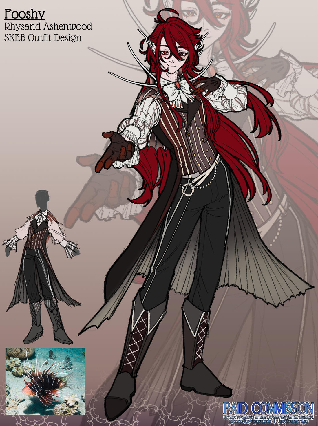 Rhysand Ashenwood | SKEB Clearfin Lionfish Outfit